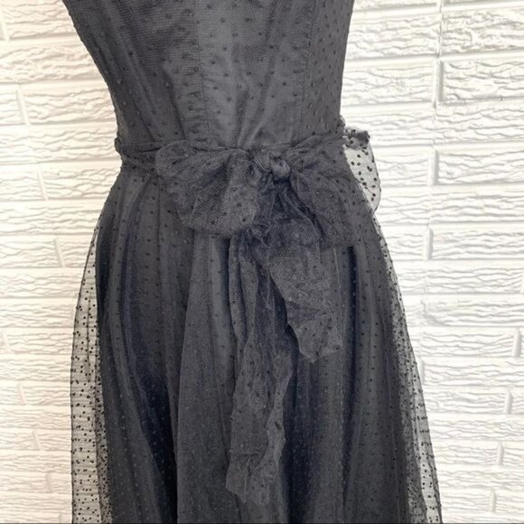 Vintage Uzanel Black Polka Dot Strapless Dress Size Medium - Picture 4 of 10